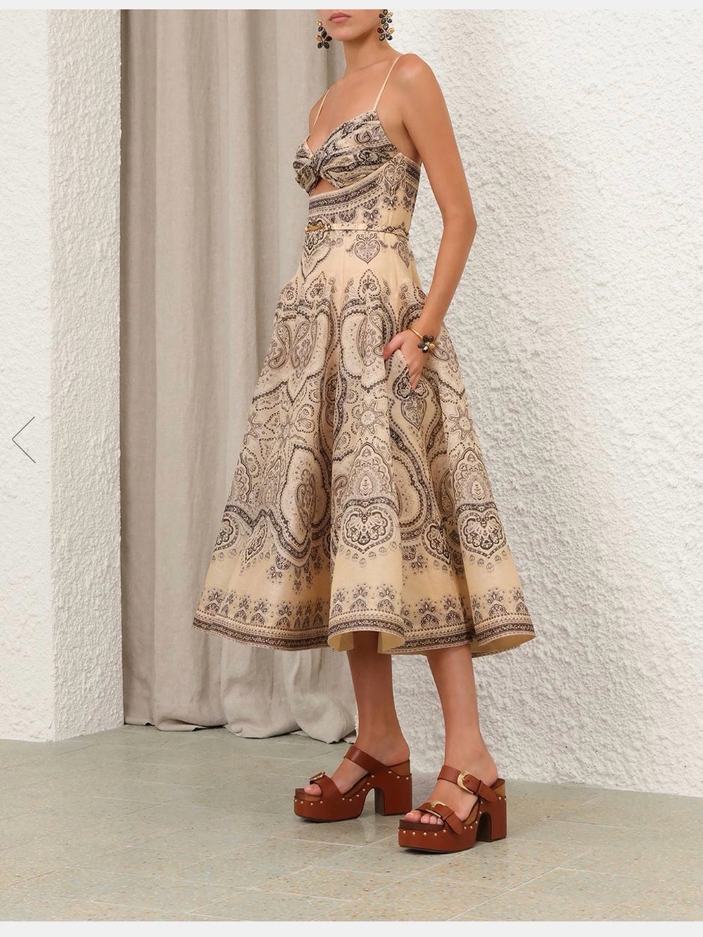 Zimmermann Beige Paisley Midi Dress - Picture 4 of 6